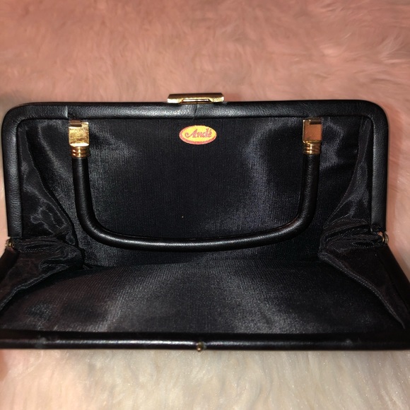 Vintage ANDE’ Black PU Leather Handle Clutch/Bag - Picture 5 of 9